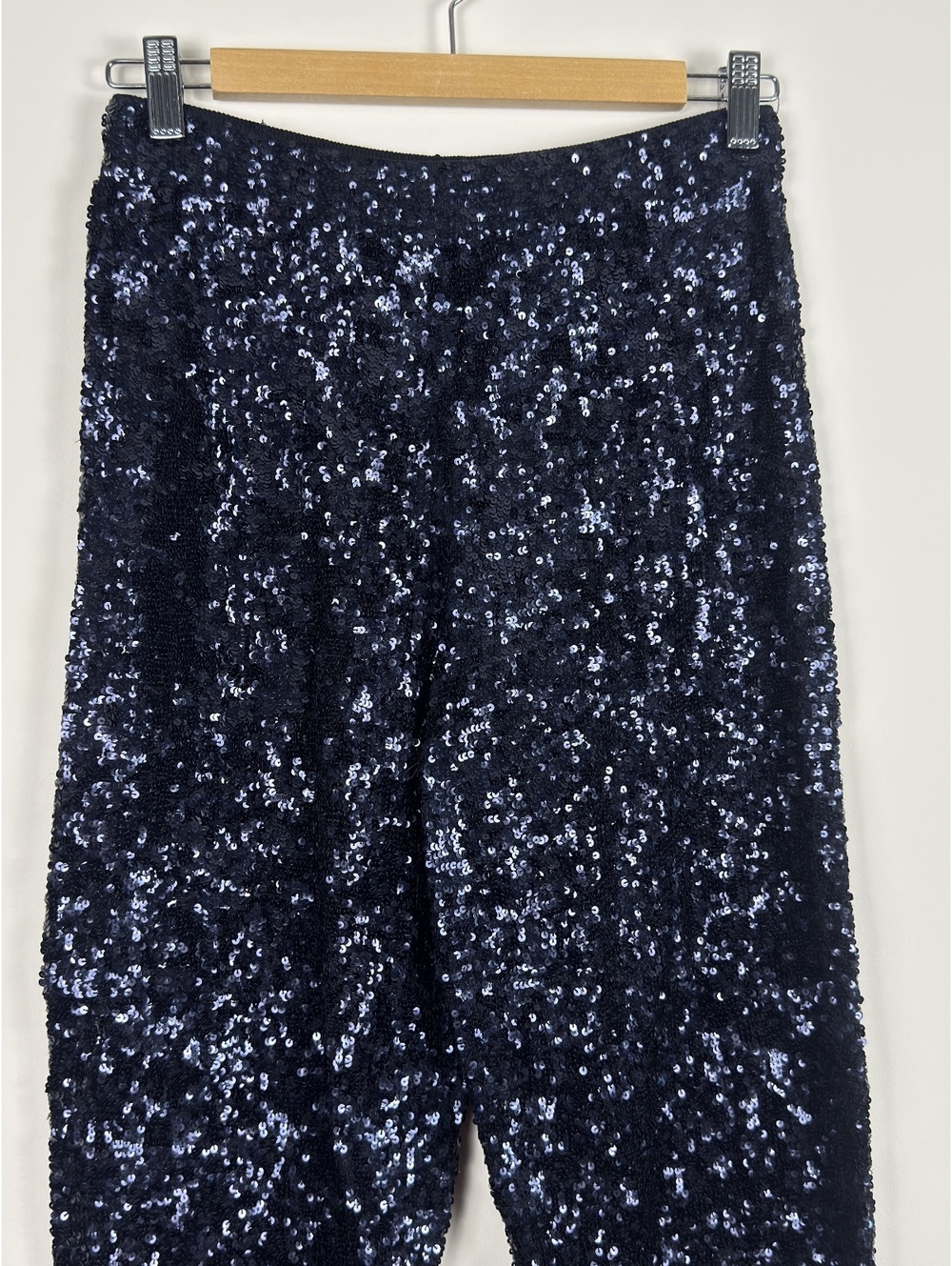 Donna Karan New York Vintage 100% Silk Sequin Pants Navy Blue Size S Evening - Picture 4 of 9